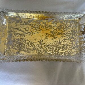 Elegant Gold Rectangular Glass Tray